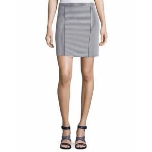 $265 Theory Striped Teslia Geometric Knit Navy White A-line Skirt P 0 2 NEW T389